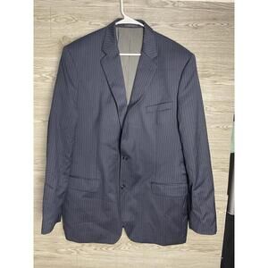 Calvin Klein Blazer Mens 46 XL 100% Wool Navy Blue Striped